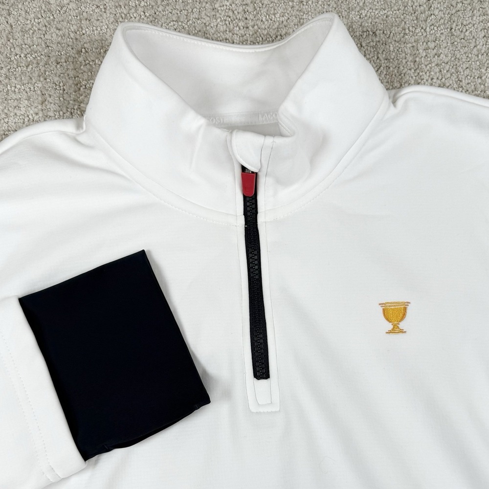 Lacoste Sport Men's 2XL White Regular Fit Presidents Cup 1/4 Zip Golf Pullover